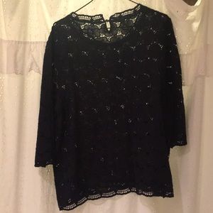 J. Crew blue lace long sleeve top.